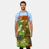 アネモネとスミレのある森の床 エプロン (着用した状態)