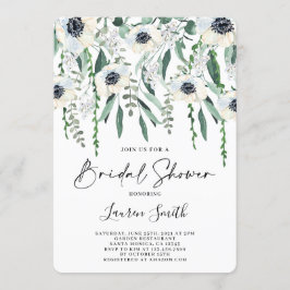 アネモネと緑のブライダルシャワー 招待状