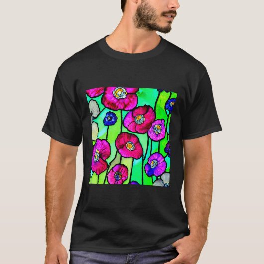 アネモネのガラスアート Tシャツ (正面)