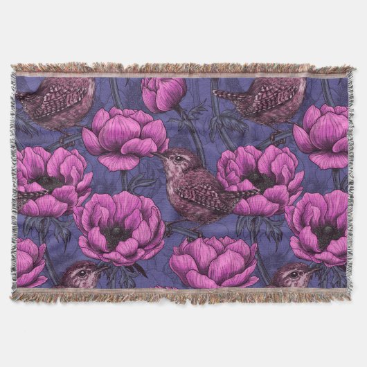 アネモネの庭にあるレンチ スローブランケット (正面)