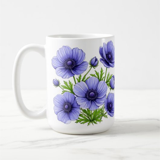 アネモネの紫色の花束 コーヒーマグカップ (左)