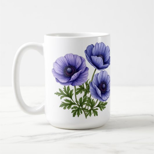 アネモネの紫色の花束 コーヒーマグカップ (左)