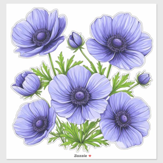 アネモネの紫色の花束 シール (シート)