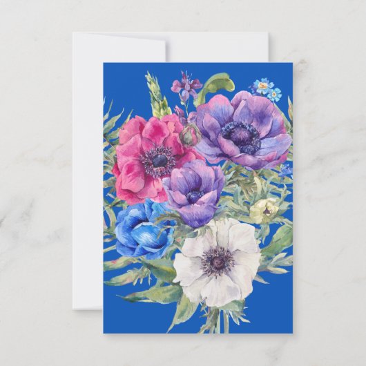 アネモネの花のウェディングレセプションカード 招待状 (裏面)