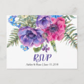 アネモネの花のウェディング　出欠確認はがき インビテーションポストカード (正面)