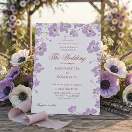 アネモネの花のエレガントな結婚式の招待状 招待状