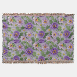 アネモネの花の紫色パターン スローブランケット