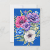 アネモネの花の結婚式の受付案内カード 招待状 (裏面)