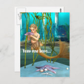 アネモネの花を持つ人魚 ポストカード (正面/裏面)