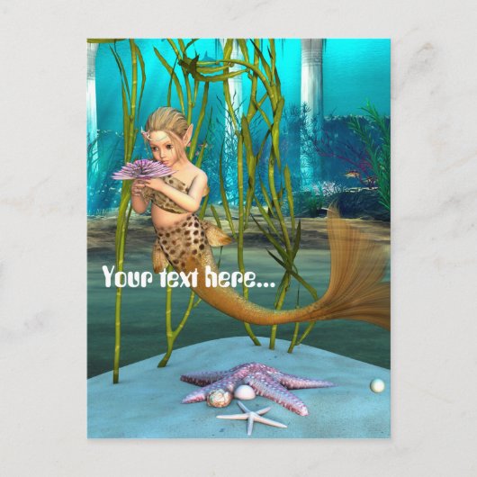 アネモネの花を持つ人魚 ポストカード (正面)