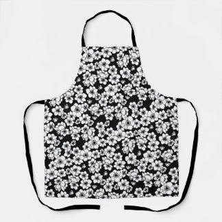 アネモネの花（白黒） エプロン