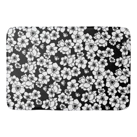 アネモネの花（白黒） バスマット (正面)