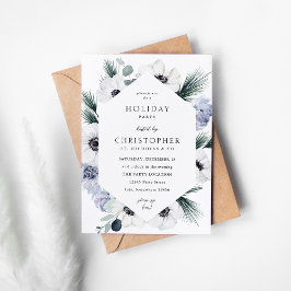 アネモネウィンターホワイトフローラホリデーパーティー 招待状