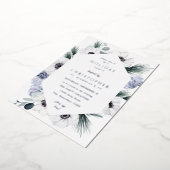 アネモネウィンターホワイトフローラホリデーパーティー 箔招待状 (回転した状態)