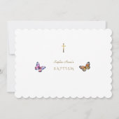 アネモネエレガントバタフライガール写真バプテスマ 招待状 (裏面)