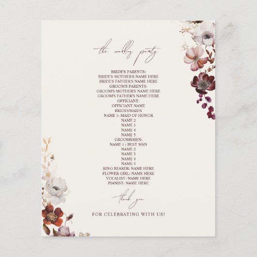 アネモネエレガントブルグンディ結婚ズ (裏面)