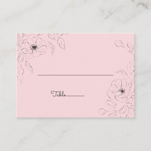 アネモネオン淡い色のバラフラット座席表 プレイスカード (正面)