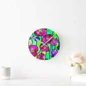 アネモネガラスアート ラウンド壁時計 (ホーム)