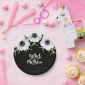 アネモネス白黒フローラ結婚ズ ペーパープレート (パーティー)