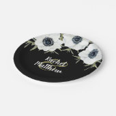 アネモネス白黒フローラ結婚ズ ペーパープレート (アングル)