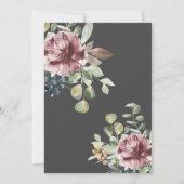 アネモネダークグレーボタニカル婚約パーティ 招待状 (裏面)