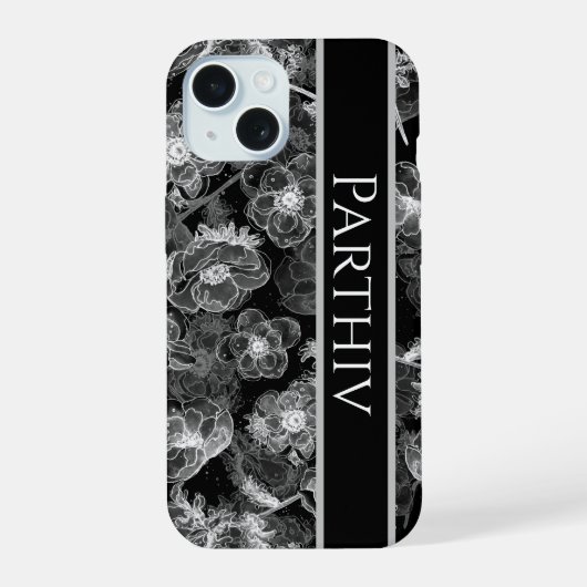 アネモネパーソナライズされたパターンエレガントフローラ iPhone 15ケース (裏面)