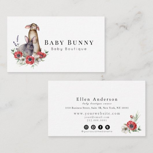 アネモネブンニーベビーブティックソーシャルメディアビジネス 名刺 (正面/裏面)