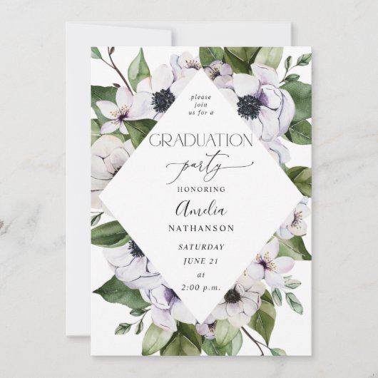 アネモネホワイトフローラ卒業パーティー 招待状 (正面)