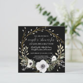 アネモネモダンリース白黒カップルシャワー  招待状 (スタンド正面)