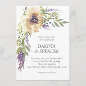 アネモネラベンダー |ダークパープルとアイボリー結婚ズ 招待状 (正面)