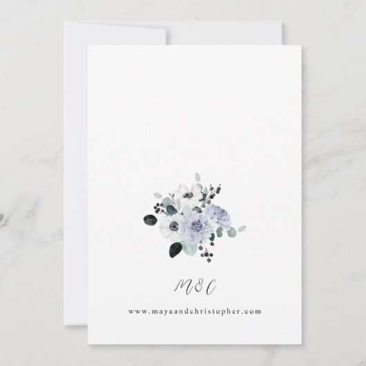 アネモネ冬結婚白フローラズ – VC 招待状 (裏面)