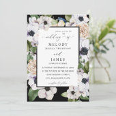 アネモネ白フローラ結婚ズ – 黒 招待状 (スタンド正面)