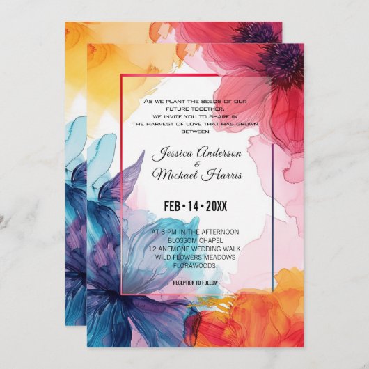 アネモネ素晴らしドリームスケープ結婚式招待状 招待状 (正面/裏面)