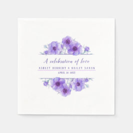 アネモネ紫色の花の水の色アートお祝い スタンダードカクテルナプキン