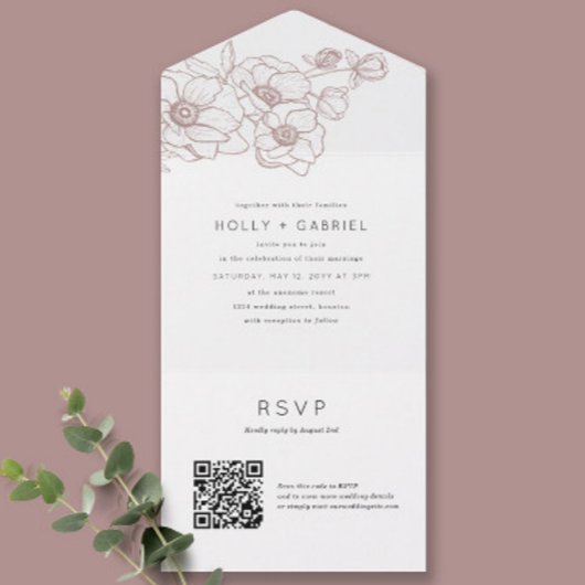 アネモネ結婚ブーケの全招待状 オールインワン招待状