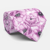 アネモネ花の水彩模様 ネクタイ (ロール)