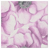 アネモネ花の水彩模様 ファブリック (クローズアップ)