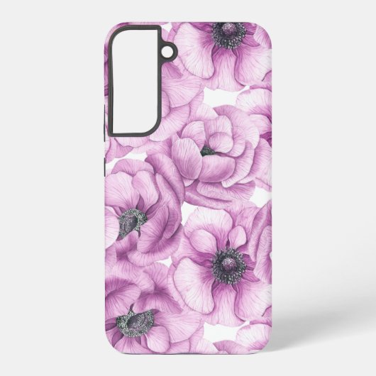 アネモネ花の水彩模様 SAMSUNG GALAXYケース (裏面)