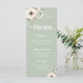アネモネ ウェディング メニュー カード Sage Green Floral (スタンド正面)