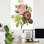 アネモネ、バラ、クレマティス ポスター (ホームオフィス)