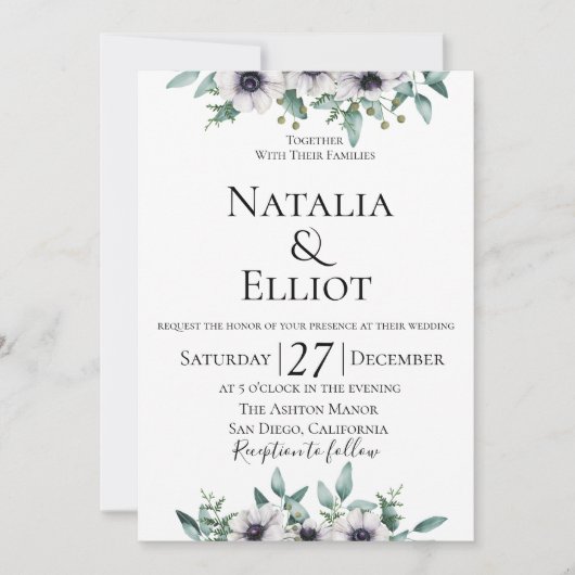 アネモネ ユーカリ 結婚式招待状 招待状 (正面)