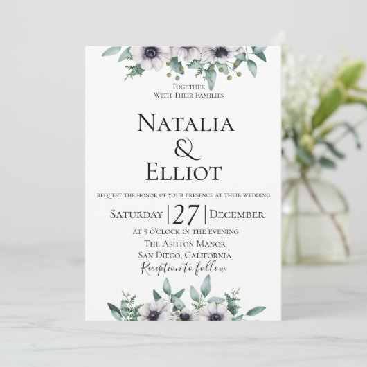 アネモネ ユーカリ 結婚式招待状 招待状 (スタンド正面)