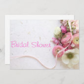 アネモネ、ラナンキュラス、リボン ブライダルシャワー 招待状 (正面/裏面)