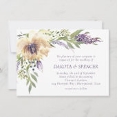 アネモネ ラベンダー | ダークパープルとアイボリーのウェディング 招待状 (正面)