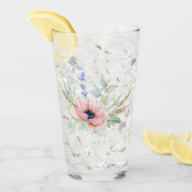 アネモネ、ラベンダー、小麦ブーケガラスタンブラー