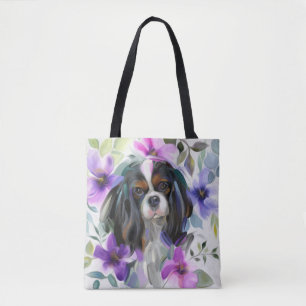 『アネモネ』Tricolor Cavalierの犬アートトートバッグ トートバッグ