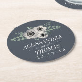 アネモンとユーカリ結婚プス ラウンドペーパーコースター (アングル)