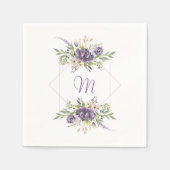 アネモンとラベンダー |パープルとアイボリー結婚ズ スタンダードカクテルナプキン (正面)