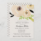 アネモンエレガント白黒フローラブライダルシャワー 招待状 (正面/裏面)