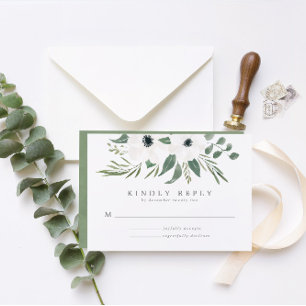 アネモンスセージ&ダスティグリーンユーカリ結婚ス 出欠カード